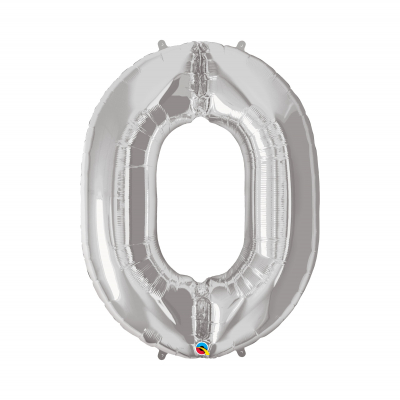 Balónek fóliový 92 cm číslo 0 stříbrný Albi Albi