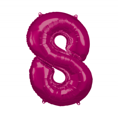 Balónek fóliový 88 cm číslo 08 tm.růžový Albi Albi