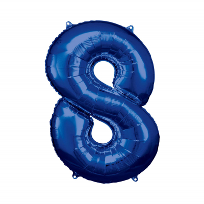 Balónek fóliový 88 cm číslo 08 modrý Albi Albi