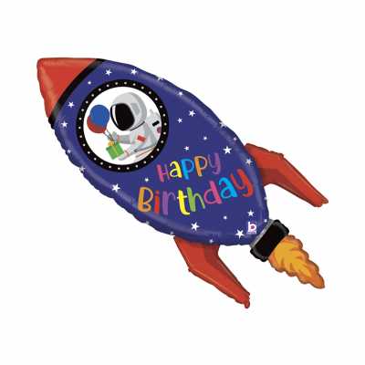 Balónek fóliový Happy Birthday raketa modrá Albi Albi