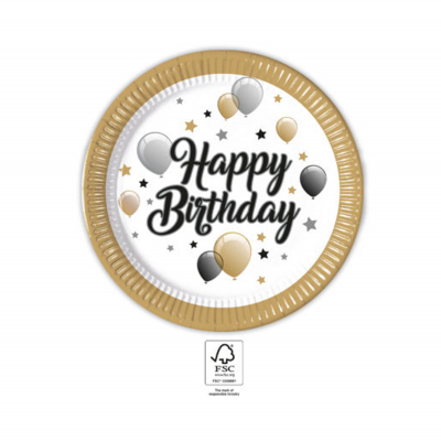 Talíře Happy Birthday stříbrné