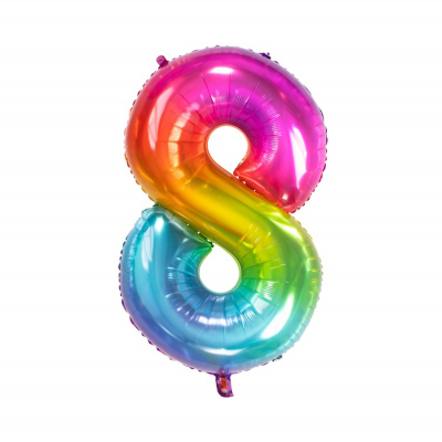 Balónek fóliový 85 cm číslo 08 duhový Albi Albi