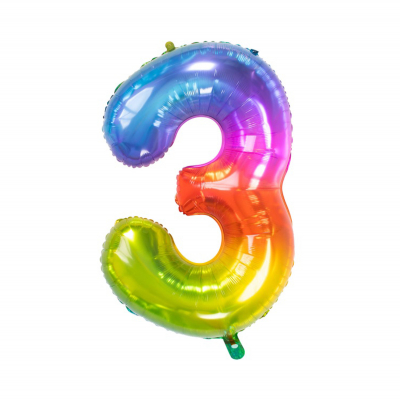 Balónek fóliový 85 cm číslo 03 duhový Albi Albi