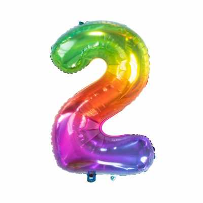Balónek fóliový 85 cm číslo 02 duhový Albi Albi