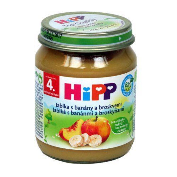 HiPP BIO jablkový s banány a broskvemi 125 g HiPP