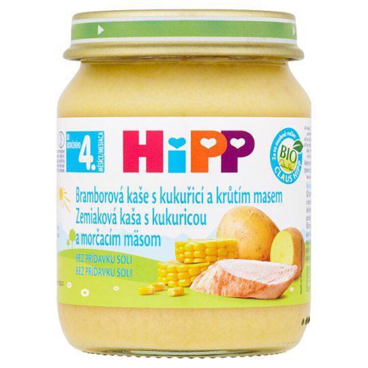 HiPP BIO Bramborové pyré s kukuřicí a krůtím masem 125 g HiPP