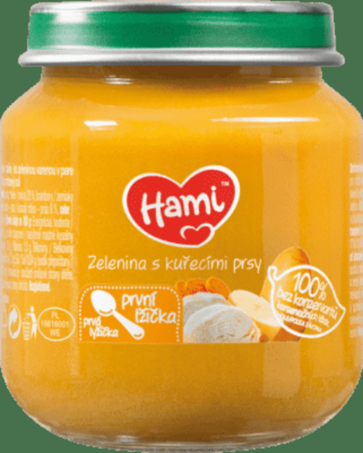 Hami Zelenina s kuřecími prsy první lžička 125 g Hami