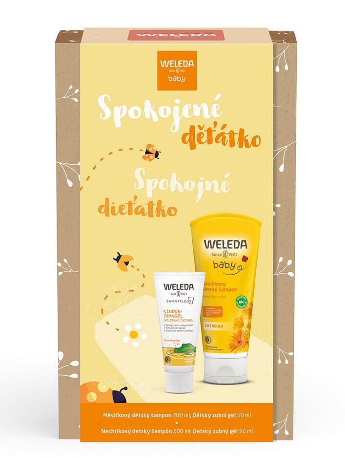 WELEDA Set dárkový Spokojné děťátko měsíčkový dětský šampón 200ml + dětský zubní gel 50ml Weleda