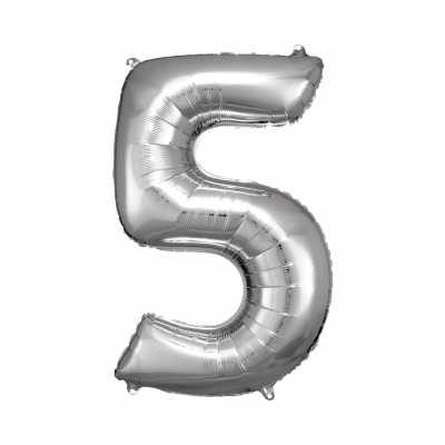 Balónek fóliový 88 cm číslo 05 stříbrný Albi Albi