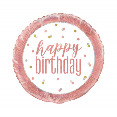 Balónek fóliový Happy Birthday rose gold s puntíky Albi Albi