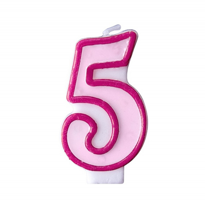 Svíčka dortová  tm.růžový okraj číslo 5 Albi Albi
