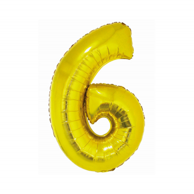 Balónek fóliový 76 cm číslo 06 zlatý Albi Albi