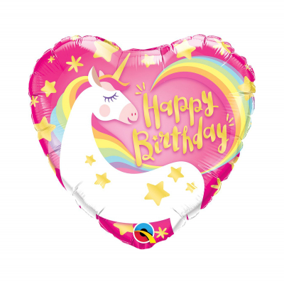 Balónek fóliový Happy Birthday Srdce jednorožec Albi Albi