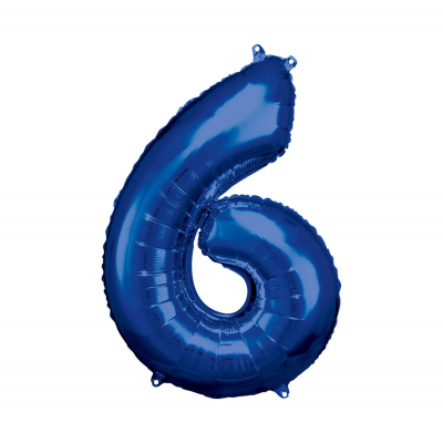 Balónek fóliový 88 cm číslo 06 modrý Albi Albi
