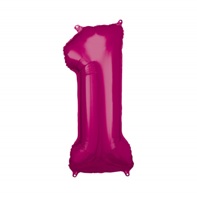 Balónek fóliový 88 cm číslo 01 tm.růžový Albi Albi