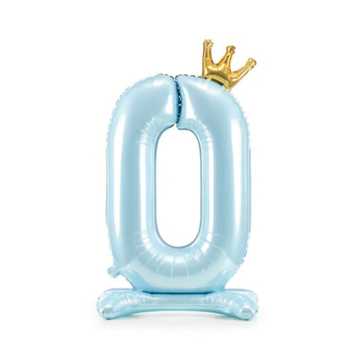 Balónek fóliový Stojící číslo 0 s korunkou světle modrá 84 cm Albi Albi