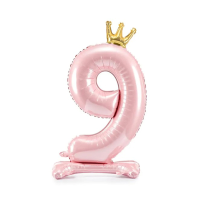 Balónek fóliový Stojící číslo 9 s korunkou růžová 84 cm Albi Albi