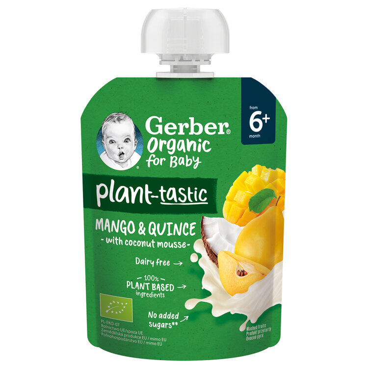 GERBER Kapsička organic ovocná mango a kdoule s kokosovým mlékem 80 g