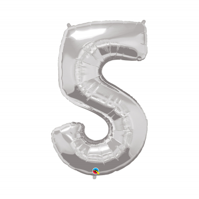 Balónek fóliový 92 cm číslo 05 stříbrný Albi Albi