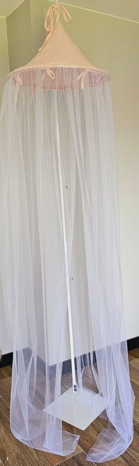 EKO Baldachýn nad postýlku mušelín + tyl Powder Rose 240x300 cm Eko
