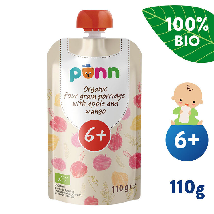 SALVEST Põnn BIO Cereální kaše s mangem a jablkem (110 g) Salvest