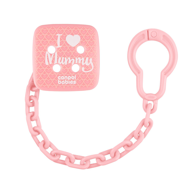CANPOL BABIES Řetízek na dudlík I Love Mummy - růžový Canpol Babies