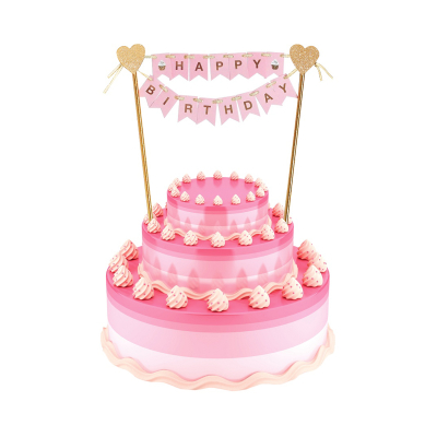 Zápich Happy Birthday růžové vlaječky Albi Albi