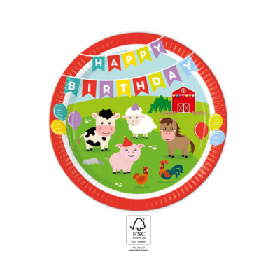 Talíře Happy Birthday Farma 8 ks