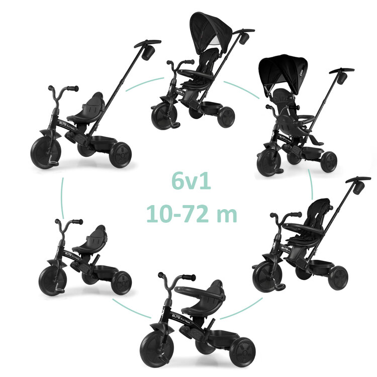 QPLAY Tříkolka Elite Platinum Black