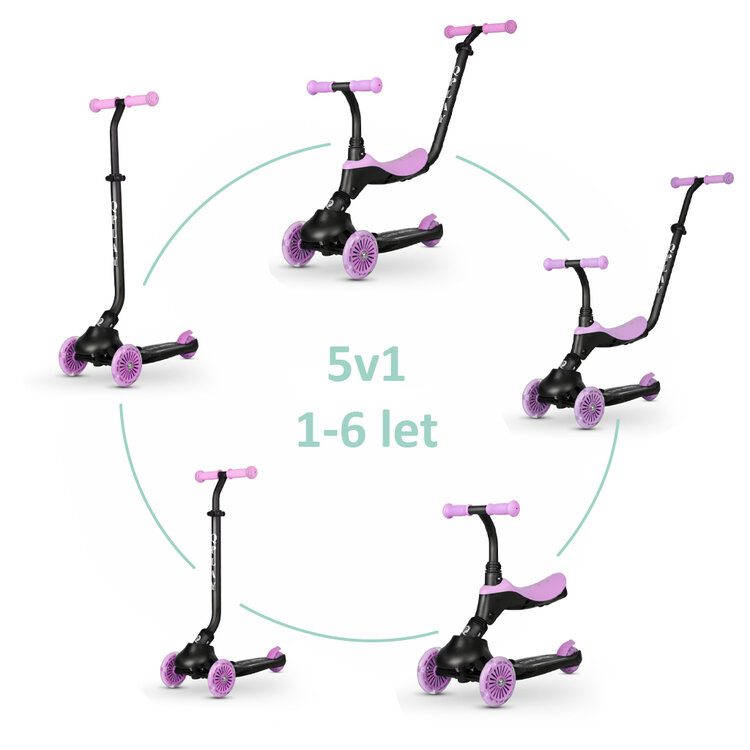 QPLAY Koloběžka / odrážedlo Sema Evo s LED světly Violet