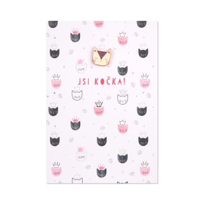 Přání s broží - Kočka Albi Albi