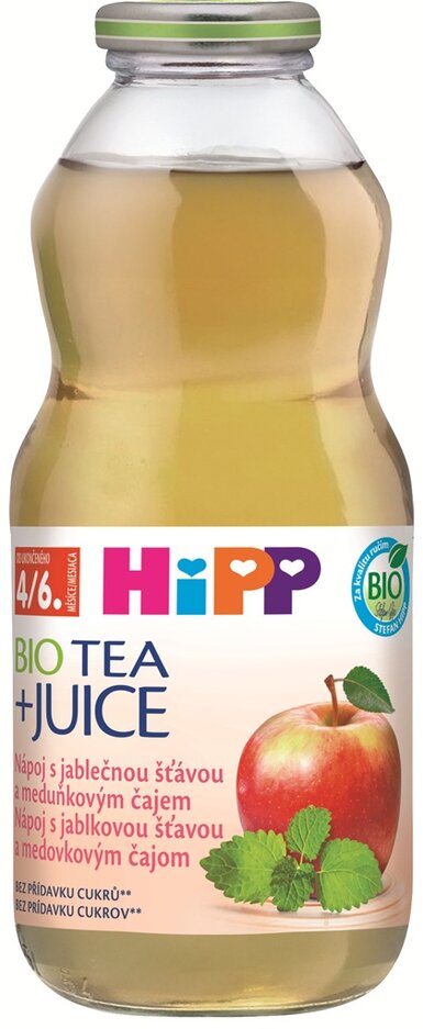 HiPP BIO Šťáva jablečná s meduňkovým čajem od uk.4.-6.m