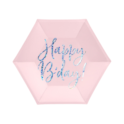 Talíře Happy B'day! světle růžové 6 ks Albi Albi