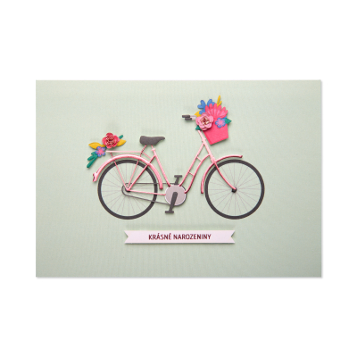 Luxusní narozeninové přání - Růžové kolo Albi Albi