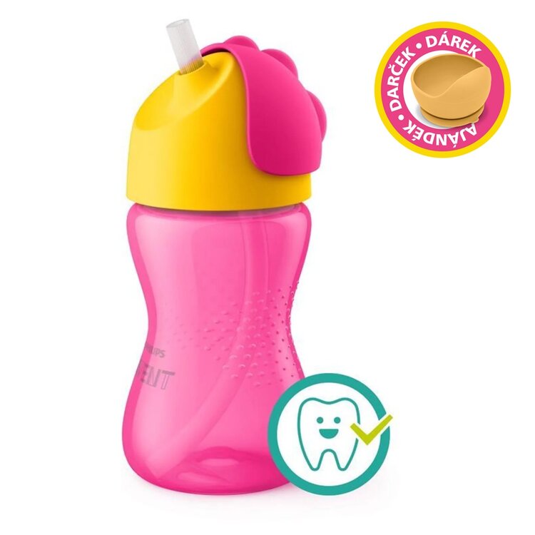 Philips AVENT Hrneček s ohebným brčkem 300 ml dívka+dárek PETITE&MARS Miska 6m+ Philips Avent