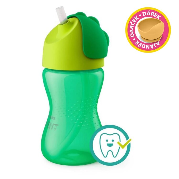 Philips AVENT Hrneček s ohebným brčkem 300 ml chlapec+dárek PETITE&MARS Miska 6m+ Philips Avent