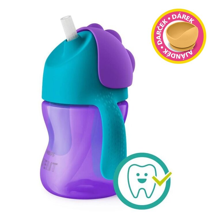Philips AVENT Hrneček s ohebným brčkem 200 ml dívka+dárek PETITE&MARS Miska 6m+ Philips Avent