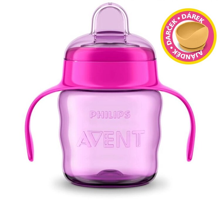 Philips AVENT Hrneček pro první doušky Classic 200 ml s držadly dívka+dárek PETITE&MARS Miska 6m+ Philips Avent