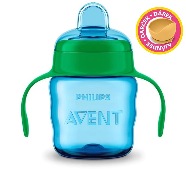 Philips AVENT Hrneček pro první doušky Classic 200 ml s držadly chlapec+dárek PETITE&MARS Miska 6m+ Philips Avent