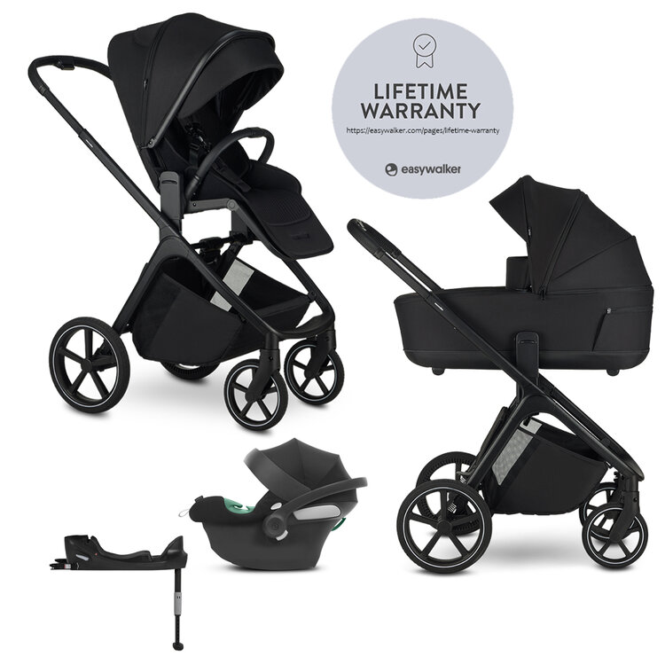 EASYWALKER Kočárek kombinovaný Zoey Pure Black + CYBEX Aton B2 i-Size + základna Easywalker