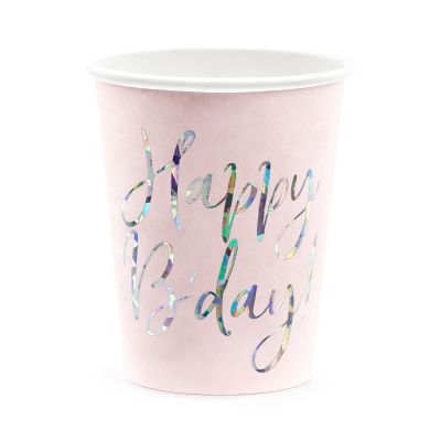 Kelímky Happy B'day! světle růžové 6 ks Albi Albi