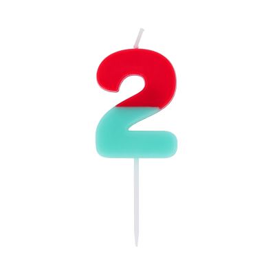 Svíčka dortová dvoubarevná číslo 2 Albi Albi