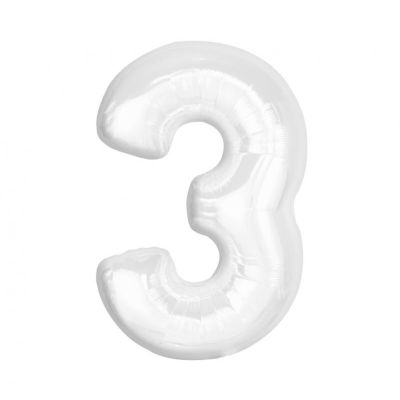 Balónek fóliový 92 cm bílý číslo 3 Albi Albi