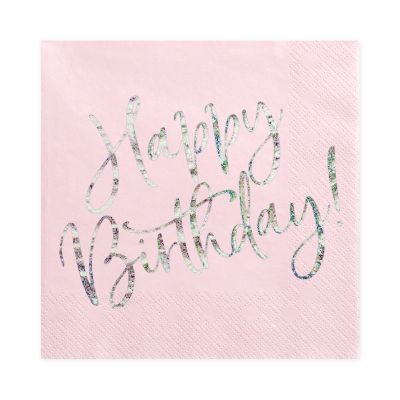 Ubrousky Happy Birthday! světle růžové 20 ks Albi Albi