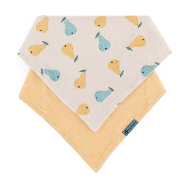 PETITE&MARS Bryndák bandana Luke 2 ks Beige Pears&Intense Ochre 3m+ Petite&Mars