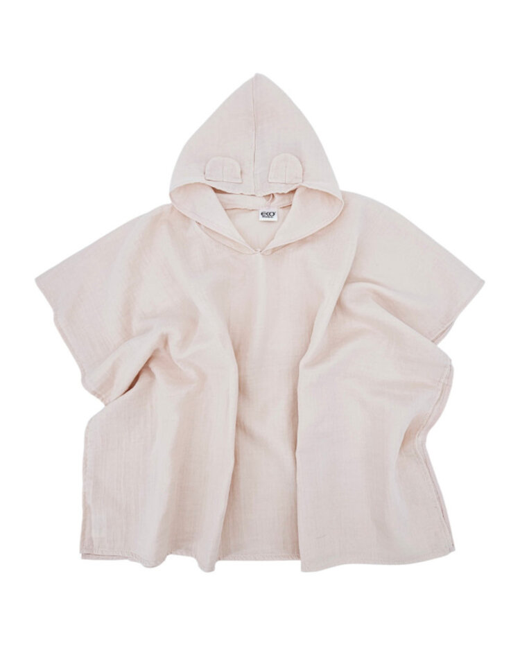 EKO Pončo mušelínové s kapucí a oušky Rose pink 75x120 cm Eko