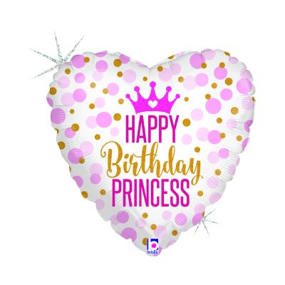 Balónek fóliový Happy Birthday Princess Srdce Albi Albi