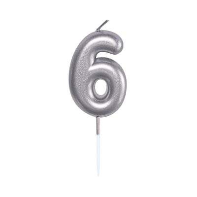 Svíčka dortová stříbrná 5 cm číslo 6 Albi Albi