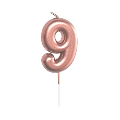 Svíčka dortová rose gold 5 cm číslo 9 Albi Albi