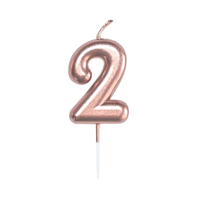 Svíčka dortová rose gold 5 cm číslo 2 Albi Albi